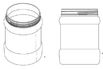 Plaintiff's registered design: a 3-tier cylindrical food storage container with curved body and toothed neck lock