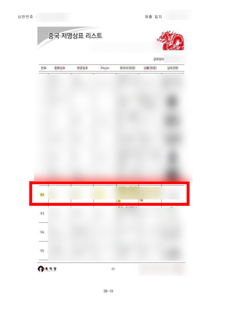 KIPRIS record of the squatted trademark registered under advertising services